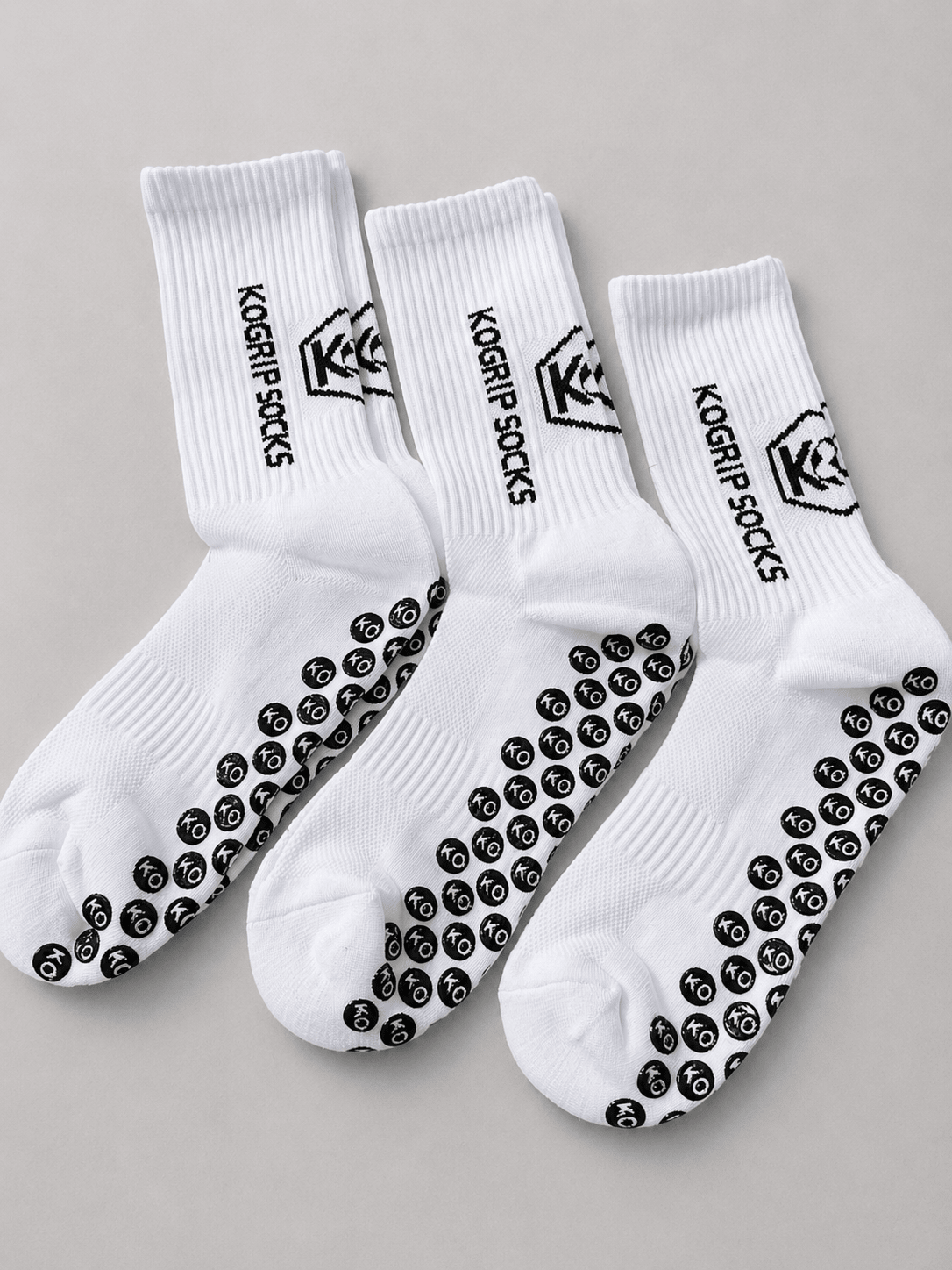 KOgripsocks 3-Pack Antislip Voetbalsokken (Wit) - KOgripsocks