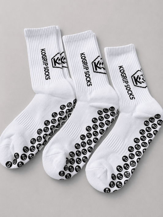 KOgripsocks 3-Pack Antislip Voetbalsokken (Wit) - KOgripsocks