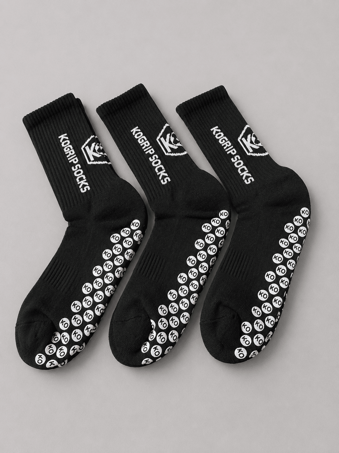 KOgripsocks 3-Pack Antislip Voetbalsokken (Zwart) - KOgripsocks