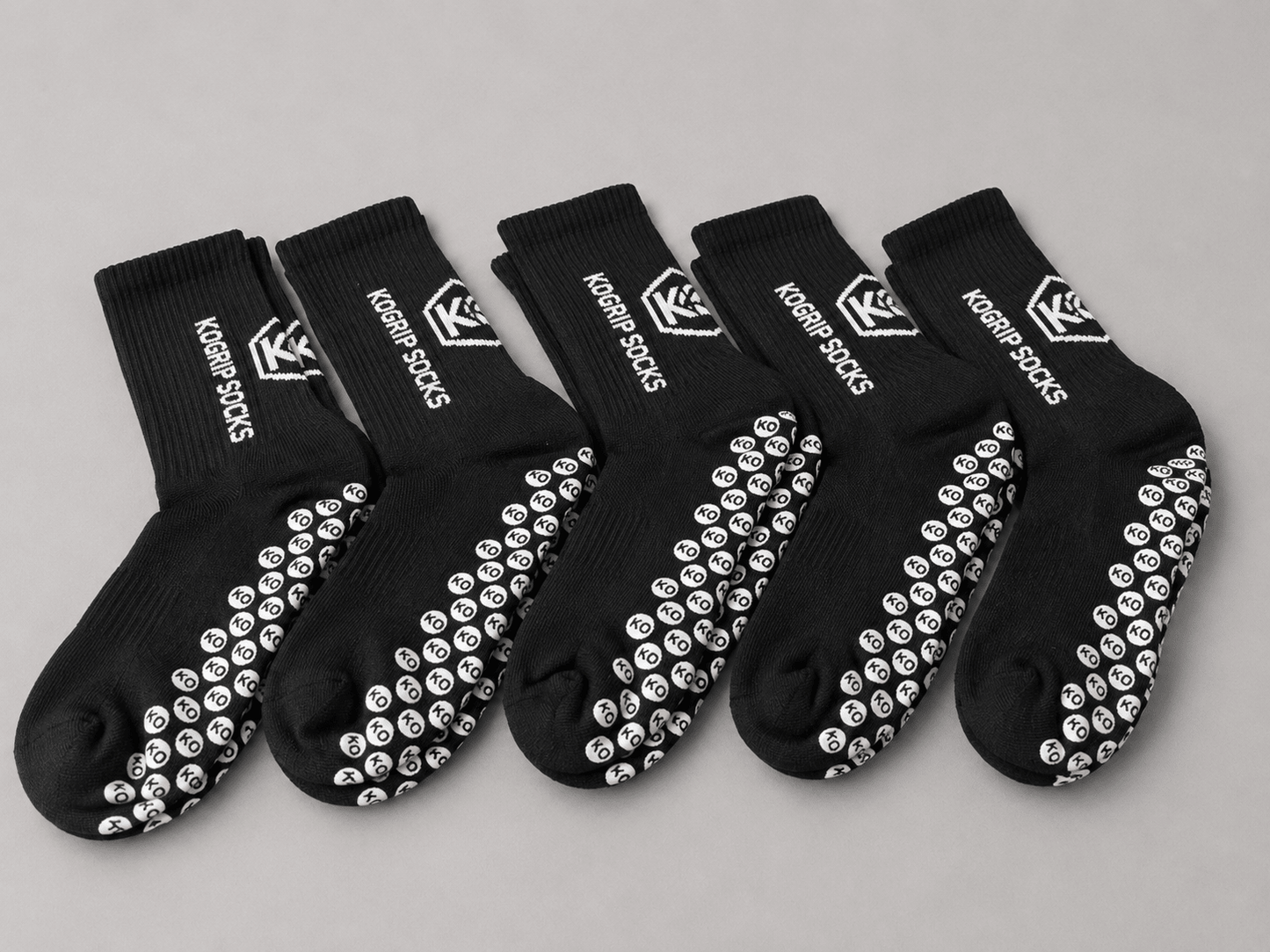 KOgripsocks 5-Pack Antislip Voetbalsokken Set (Zwart) - KOgripsocks