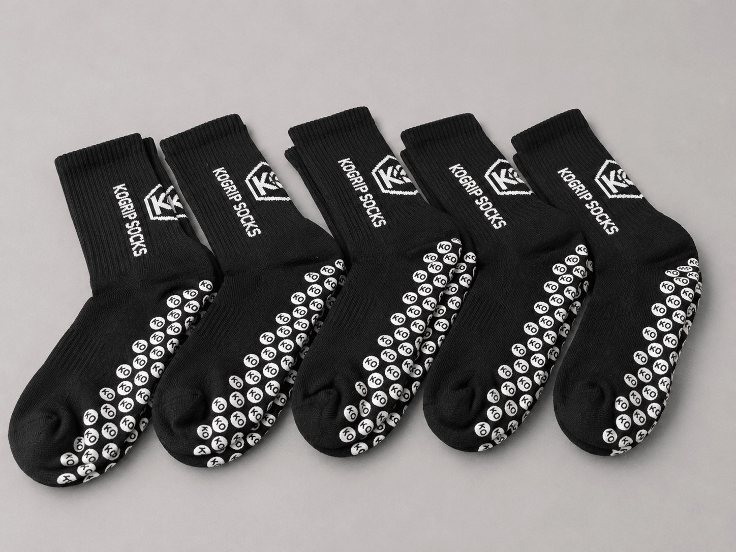 KOgripsocks 5-Pack Antislip Voetbalsokken Set (Zwart) - KOgripsocks