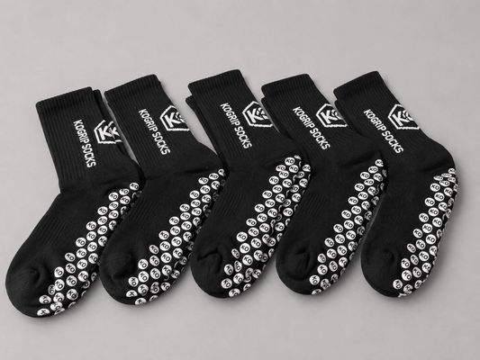 KOgripsocks 5-Pack Antislip Voetbalsokken Set (Zwart) - KOgripsocks