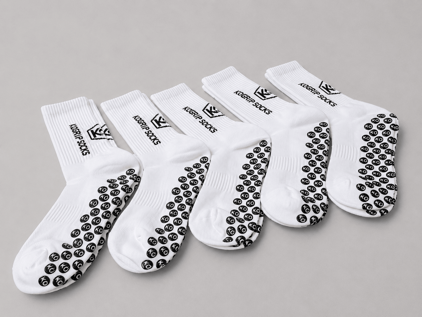 KOgripsocks 5-Pack Antislip Voetbalsokken Set (Wit) - KOgripsocks