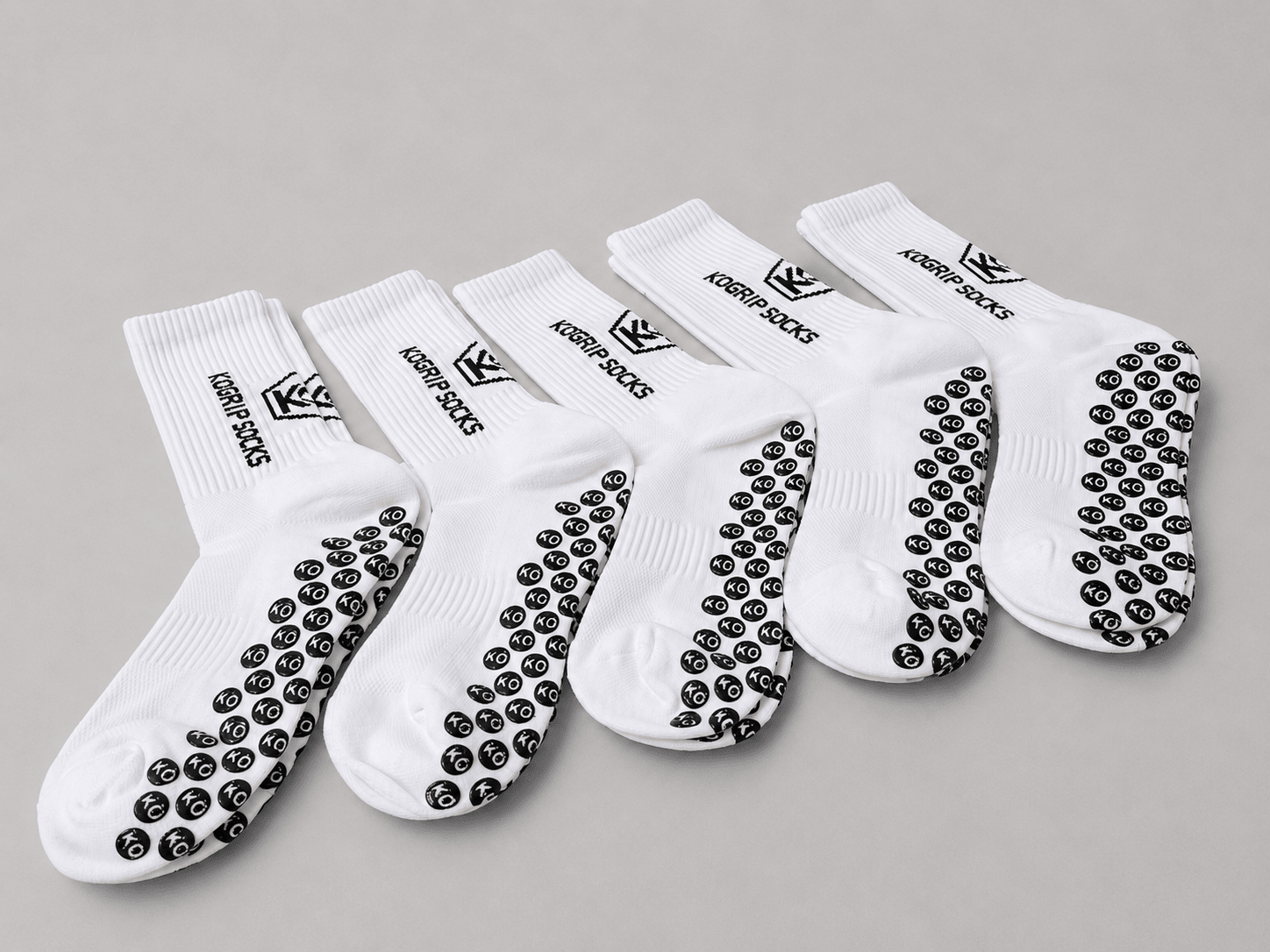 KOgripsocks 5-Pack Antislip Voetbalsokken Set (Wit) - KOgripsocks