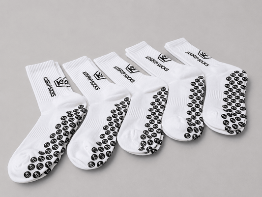 KOgripsocks 5-Pack Antislip Voetbalsokken Set (Wit) - KOgripsocks